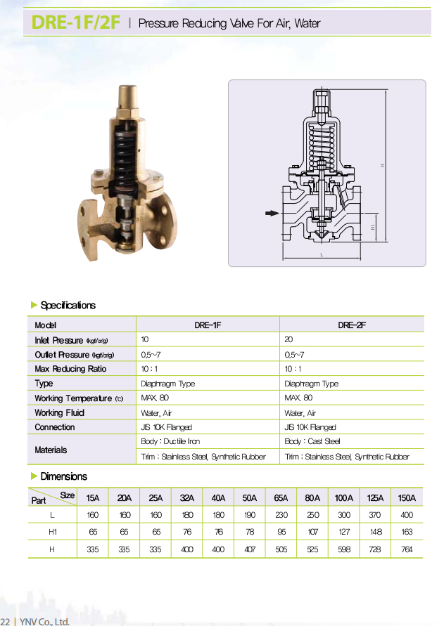 Pressure reducing valve for air, water DRE1F/2F Cao Đạt TAE Co.,LTD